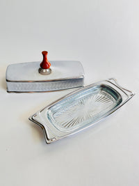 MCM Chrome & Glass Butter Dish