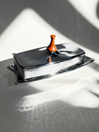MCM Chrome & Glass Butter Dish