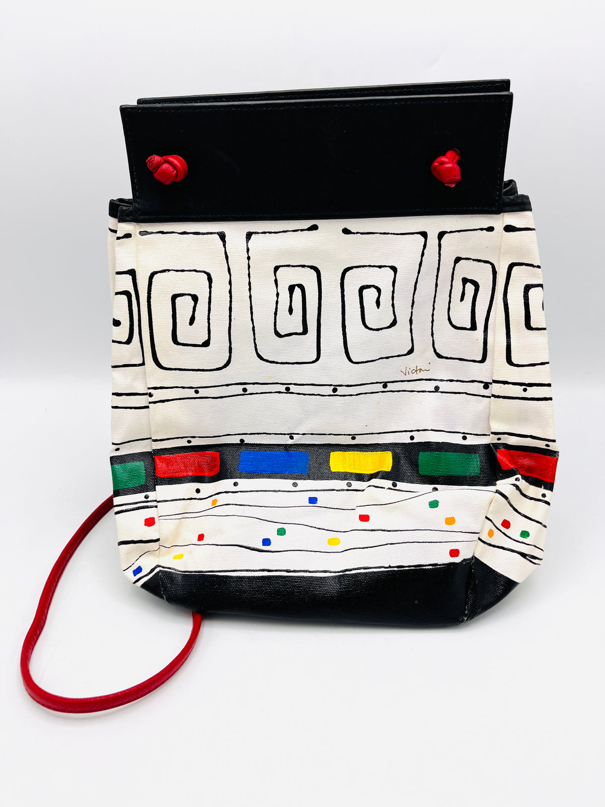 Postmodern Hand-Painted Bucket Bag