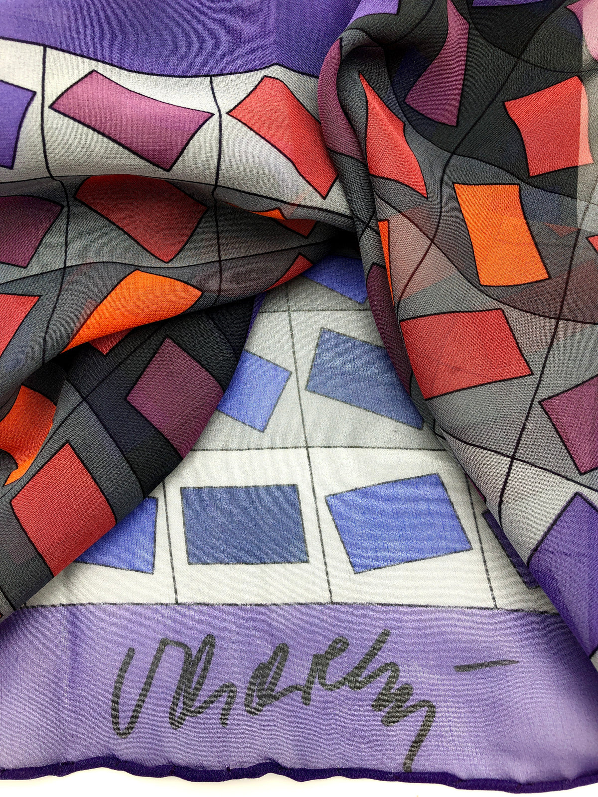 Rare Victor Vasarely Silk Scarf, Signed