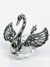 Vintage Sterling and Lucite Swan Salt Cellars - a Pair