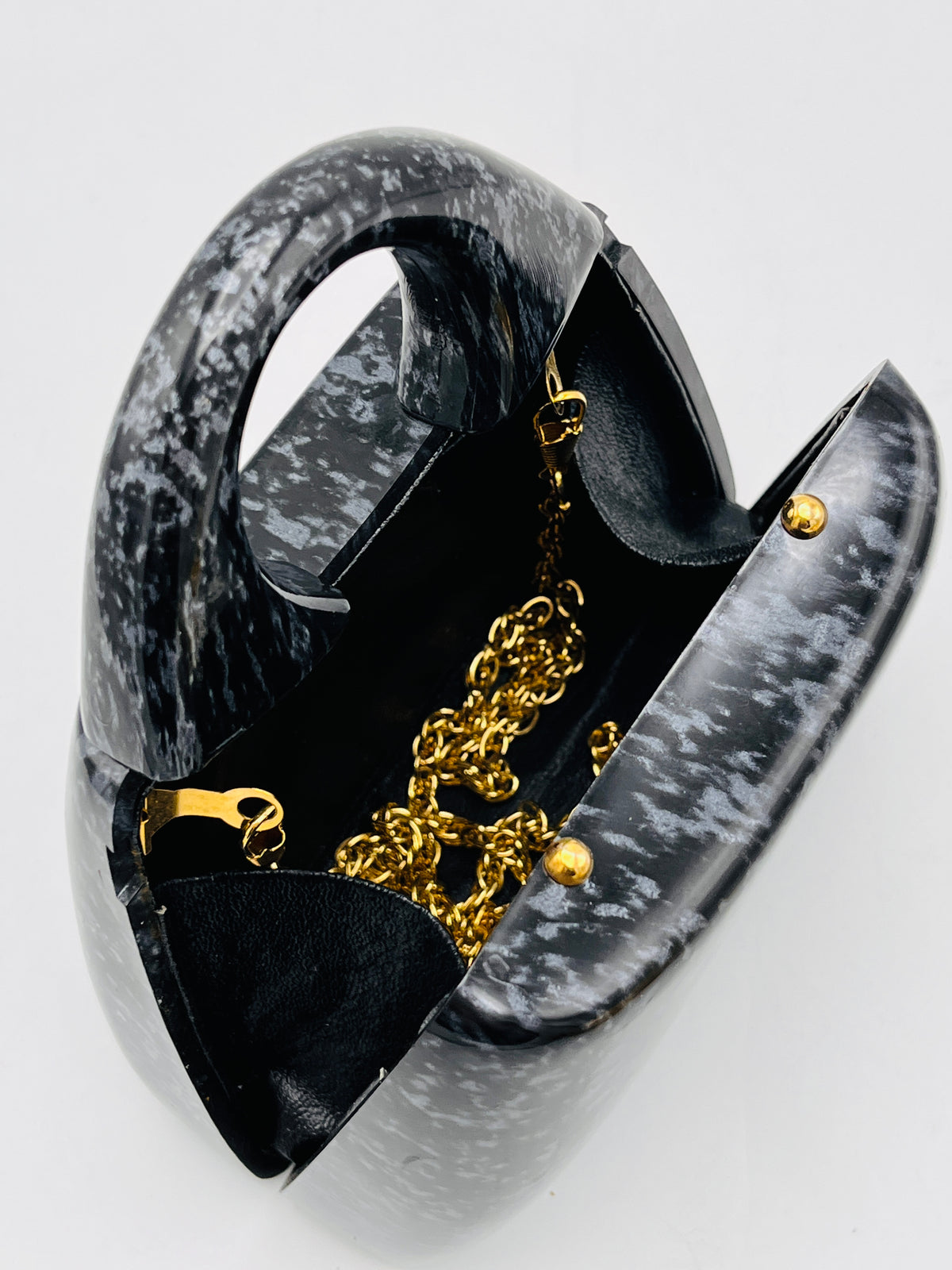 Vintage Grey and Black Speckled Lucite Purse