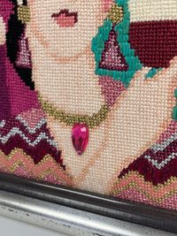 Vintage Needlepoint Party Scene