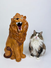 70s Vintage Chalkware Lion Statue