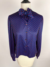 Vintage Navy & Red Dot Blouse