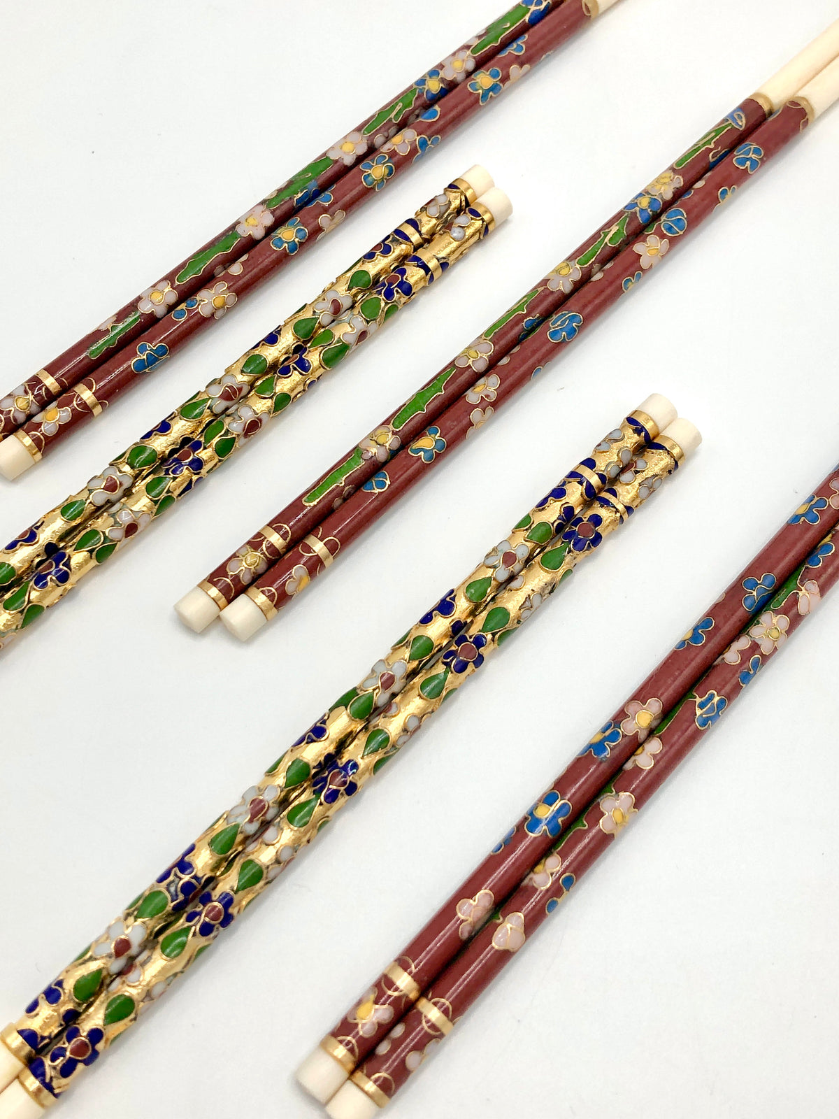 Vintage 1950s Cloisonné Enamel Chopsticks