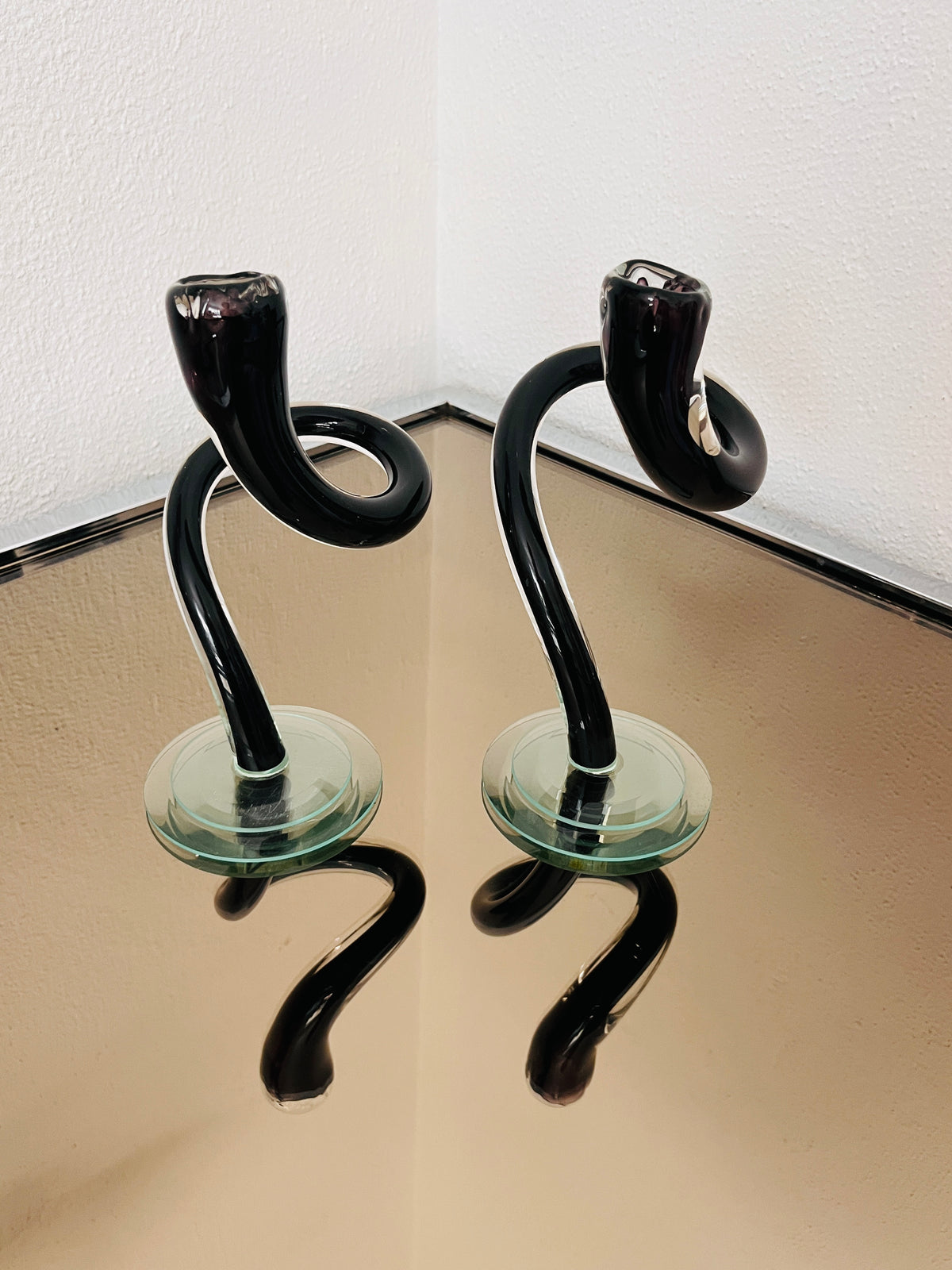 Blown Glass Interlocking Candle Holders