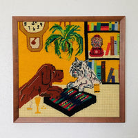 Pets Playing Backgammon Needlepoint