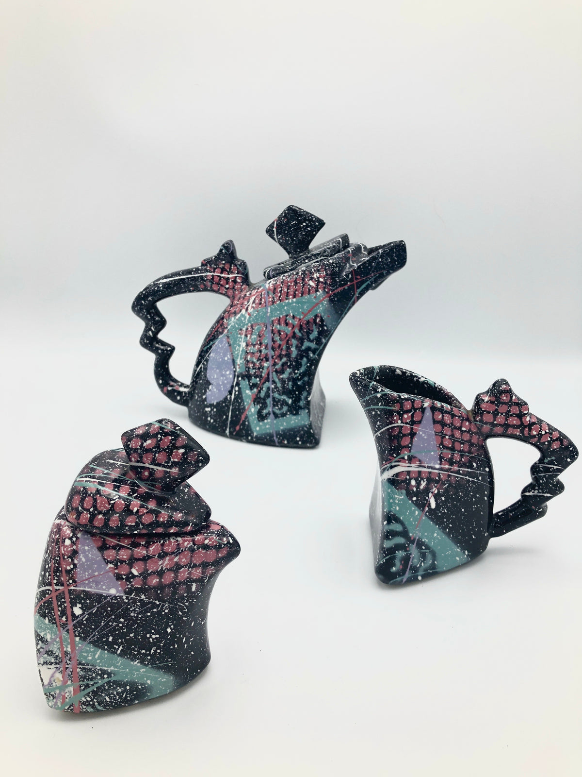 Vintage Postmodern Memphis Era Tea Set by Rosalyn Tyge