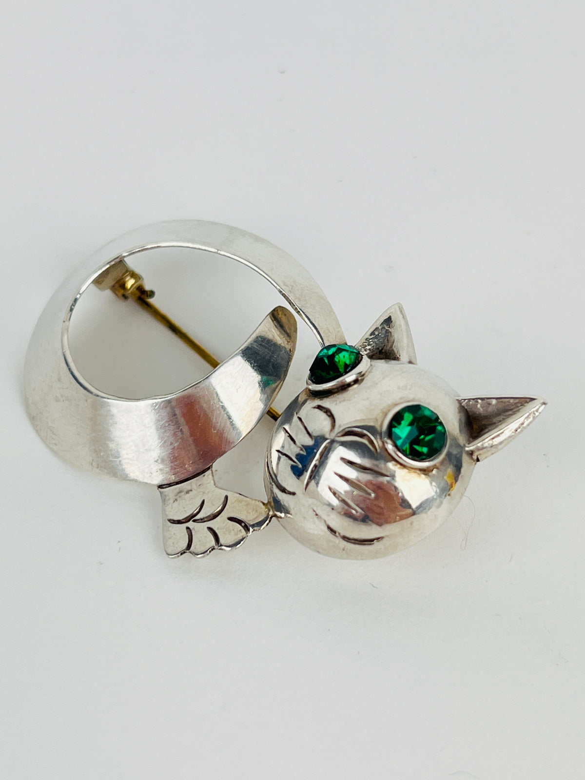 MCM Sterling Silver Cat Pin
