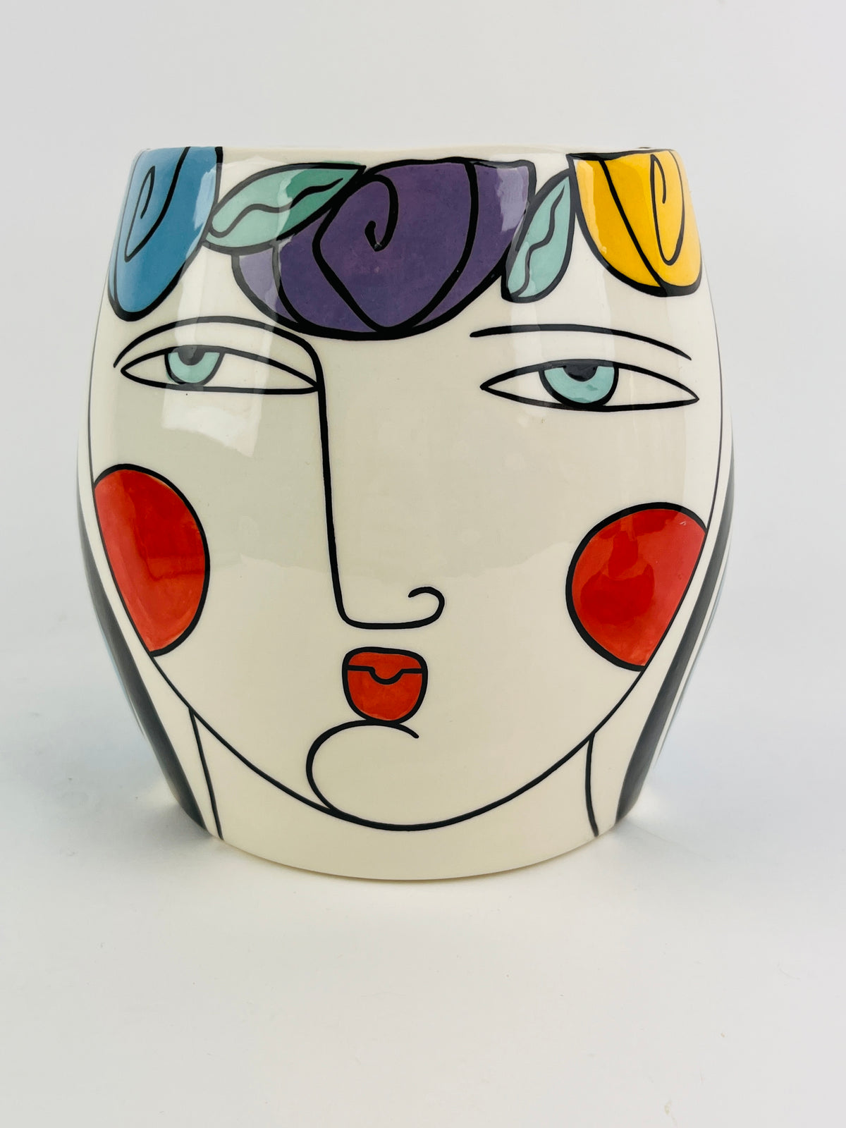 Vintage Postmodern Ceramic Face Jar