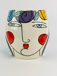 Vintage Postmodern Ceramic Face Jar
