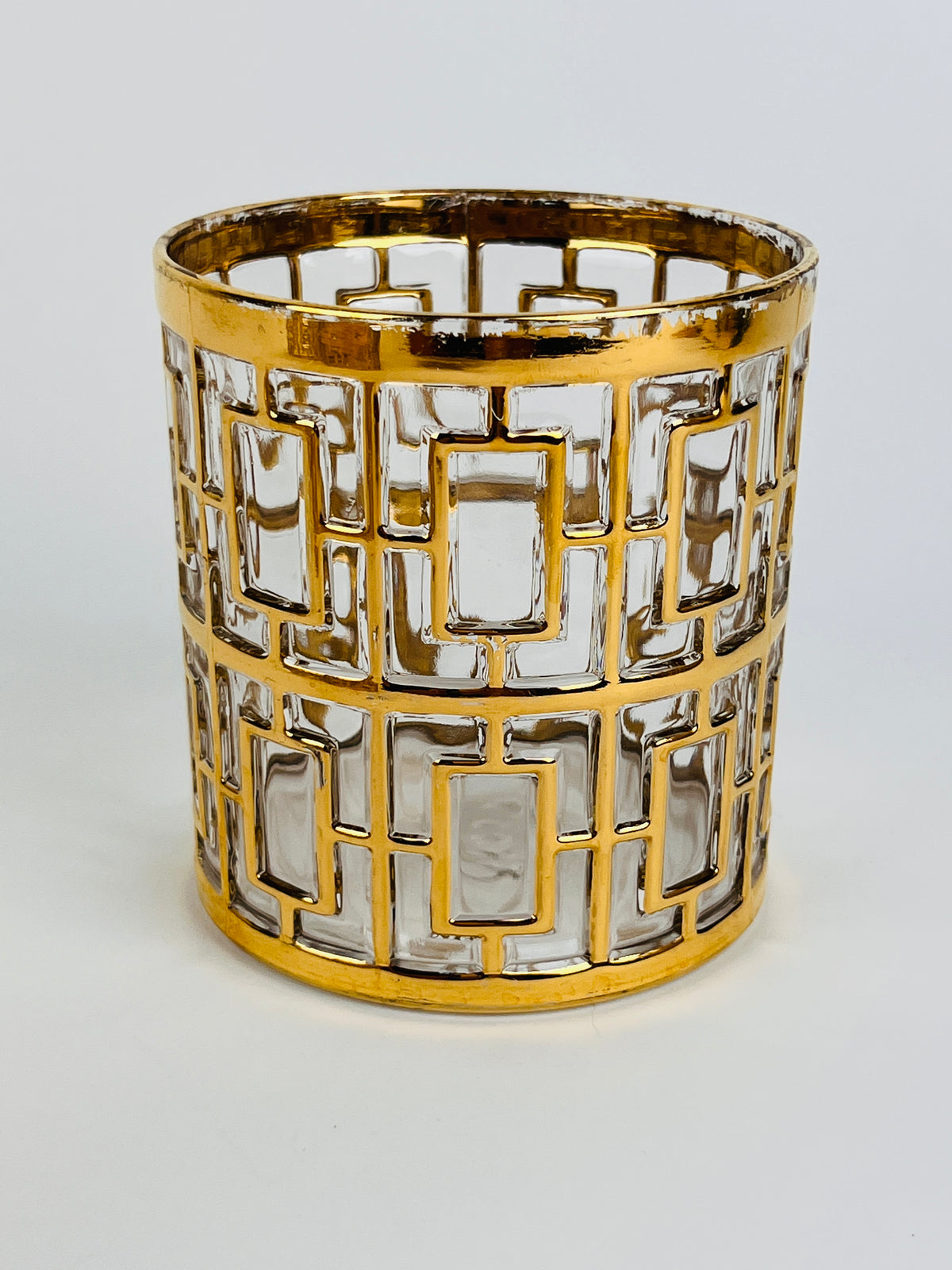 Hollywood Regency Shoji Trellis Rocks Glasses