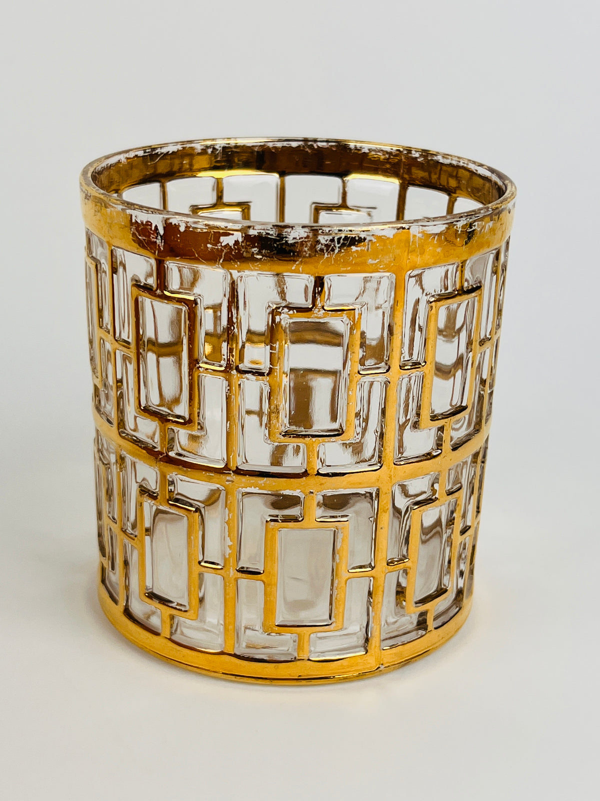 Hollywood Regency Shoji Trellis Rocks Glasses