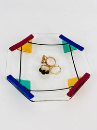 Postmodern Fused Glass Dish, Signed