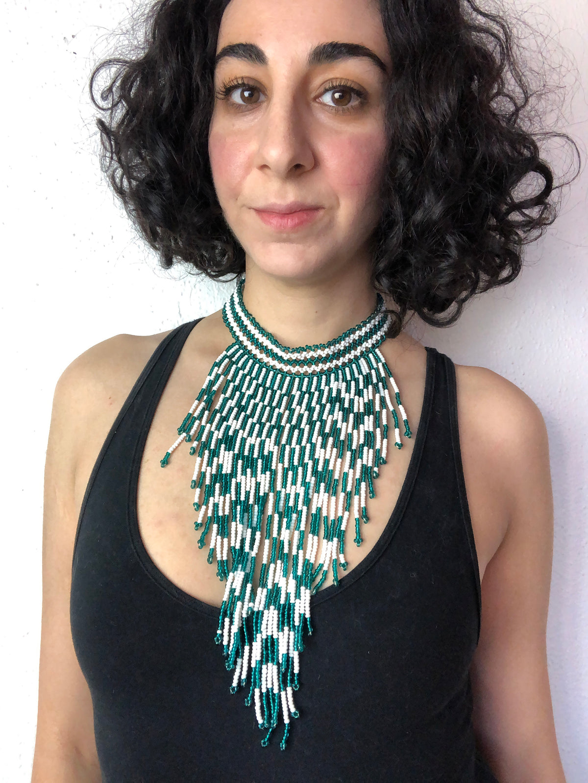 Vintage 1970s Beaded Fringe Choker