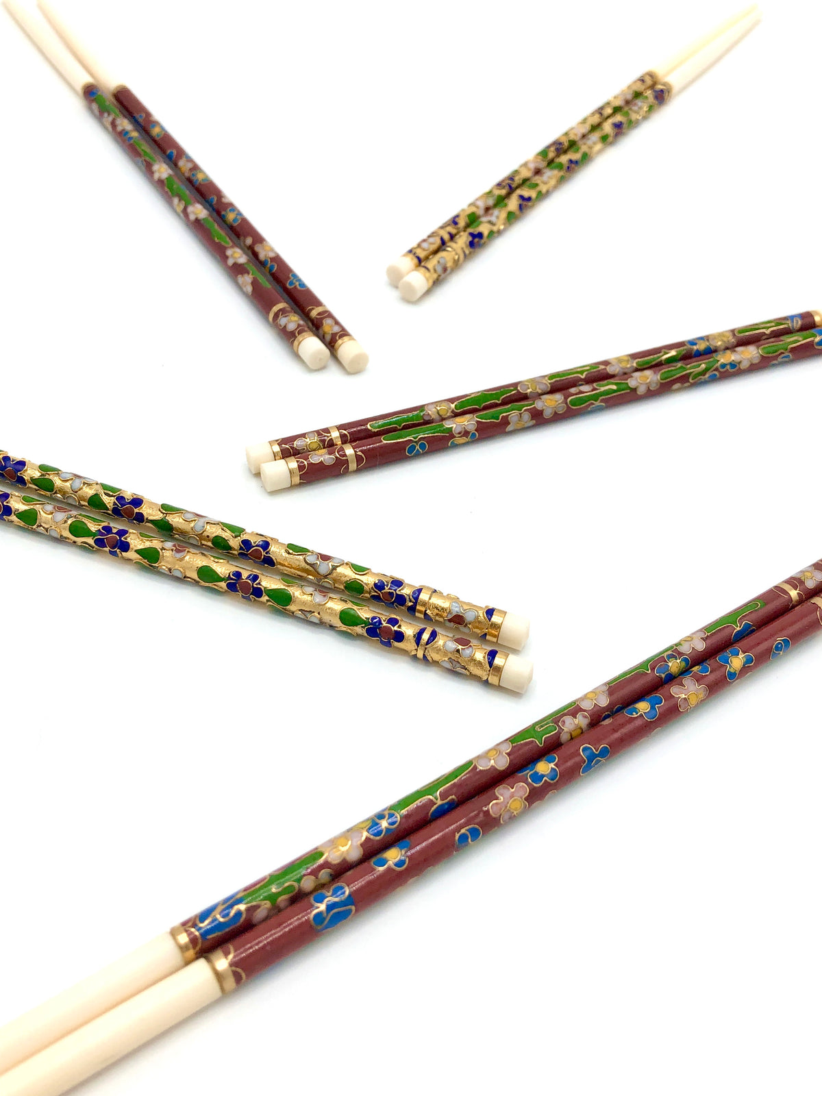 Vintage 1950s Cloisonné Enamel Chopsticks