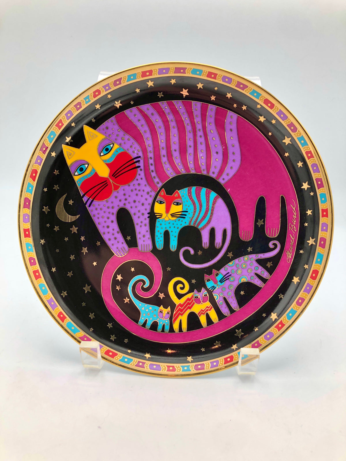 Vintage Laurel Burch Plate - Feline Family