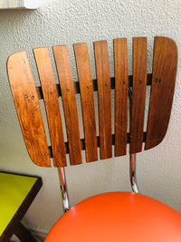 Slatted Wood Mid-Century Modern Stool