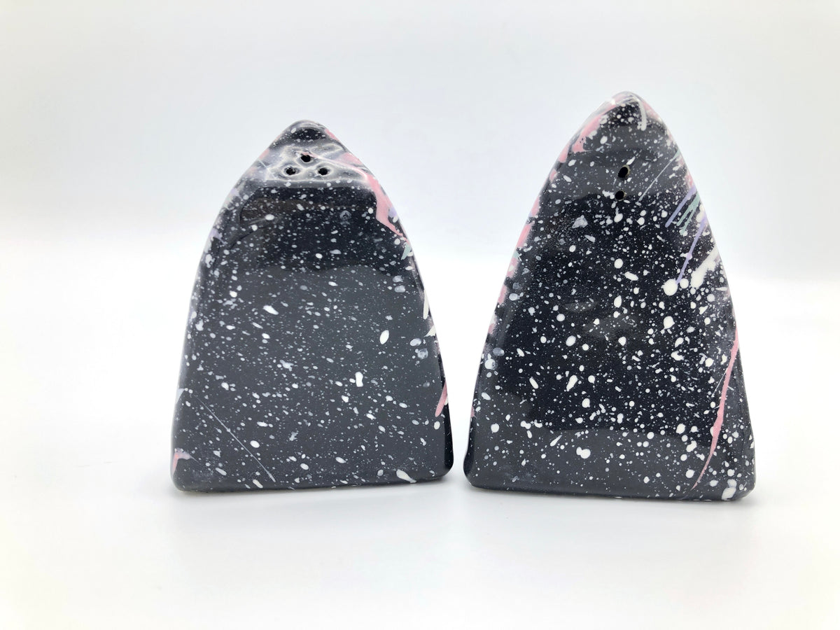 Vintage Postmodern Memphis Era Salt + Pepper Shakers by Rosalyn Tyge