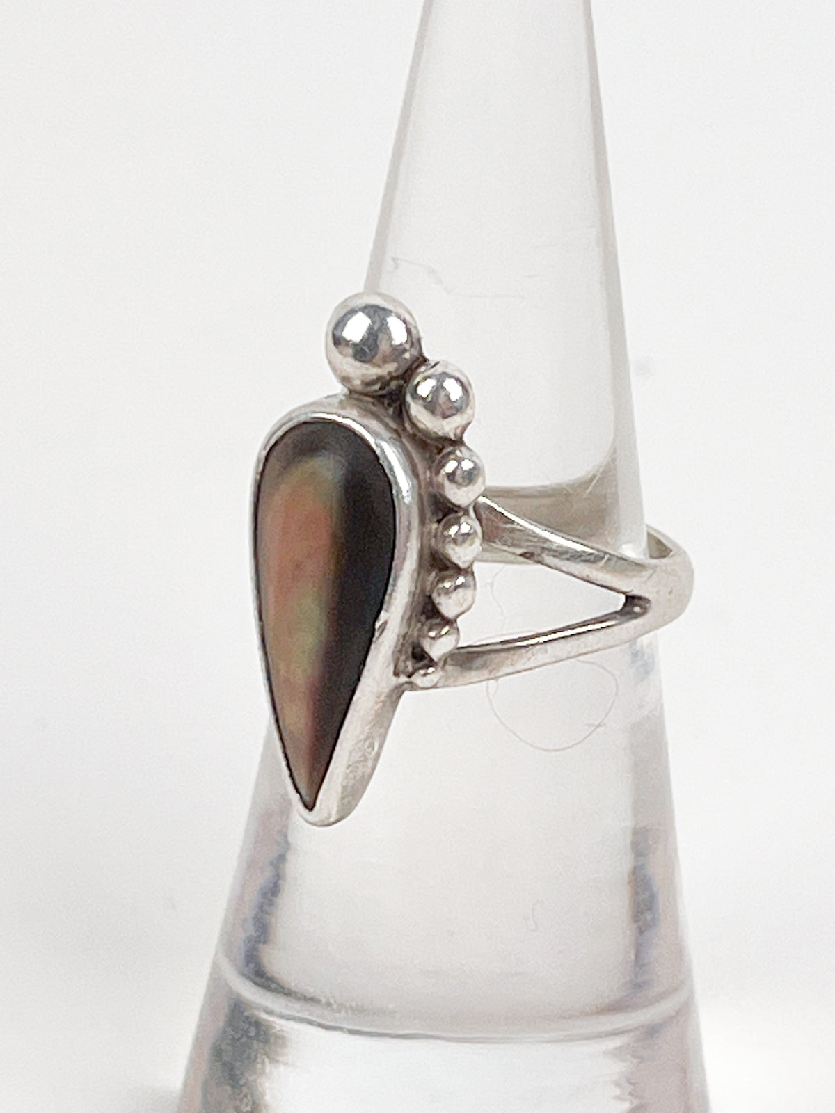 Sterling and Black Mother of Pearl Ring