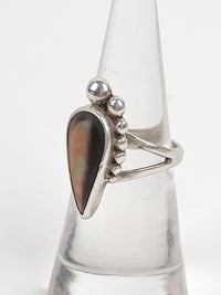 Sterling and Black Mother of Pearl Ring