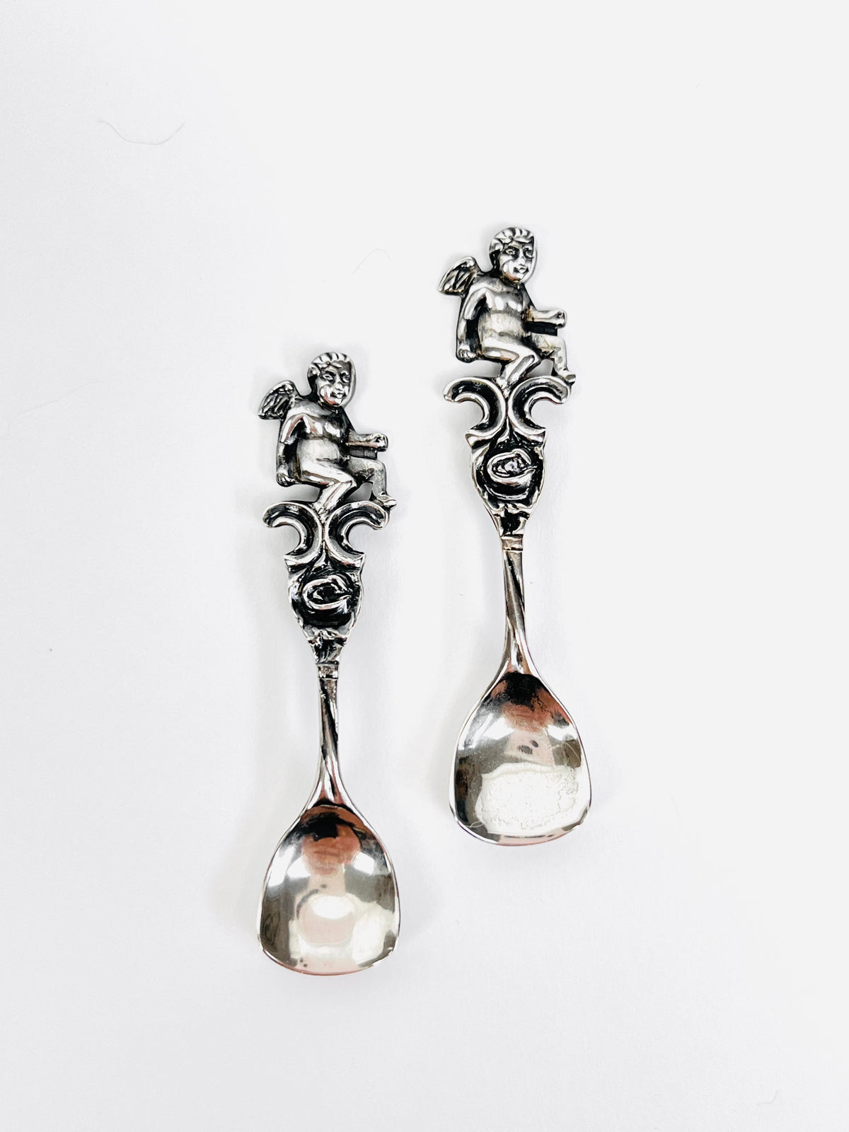 Vintage Sterling and Lucite Swan Salt Cellars - a Pair
