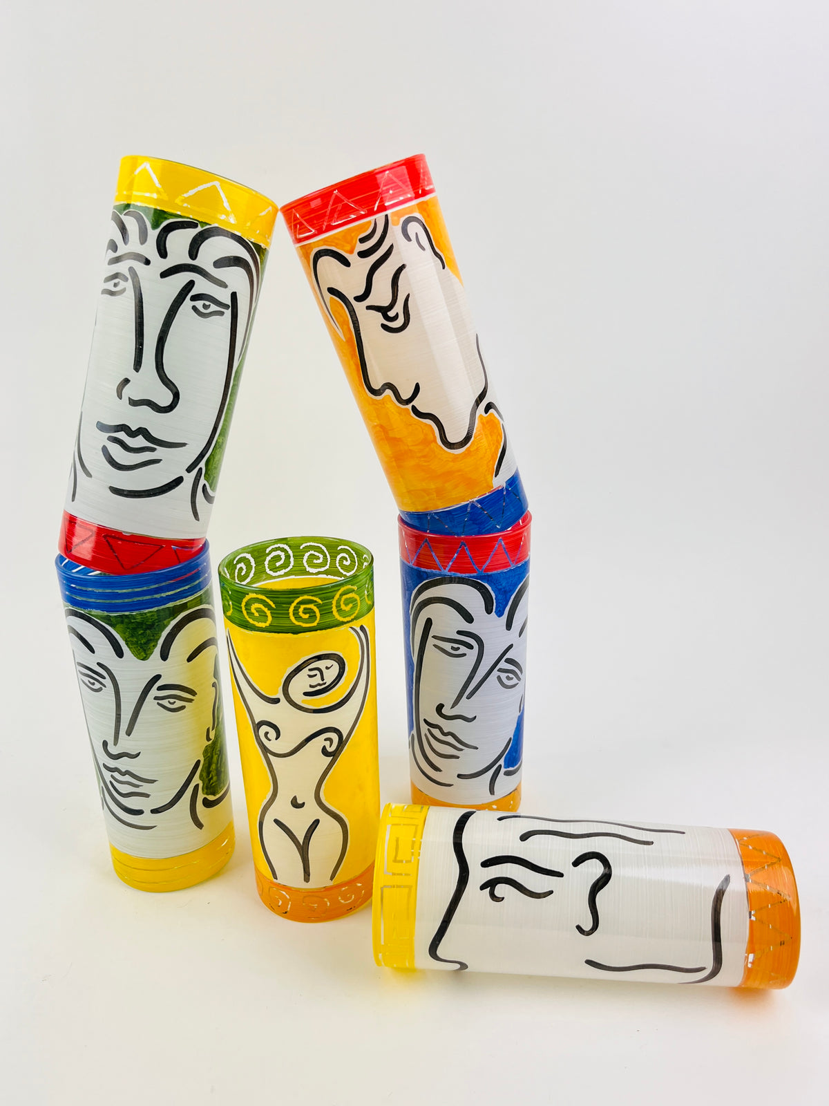 90s Hand-Painted Figurative Glasses