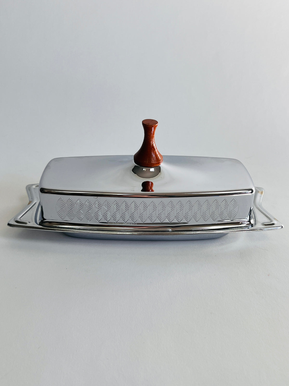MCM Chrome & Glass Butter Dish