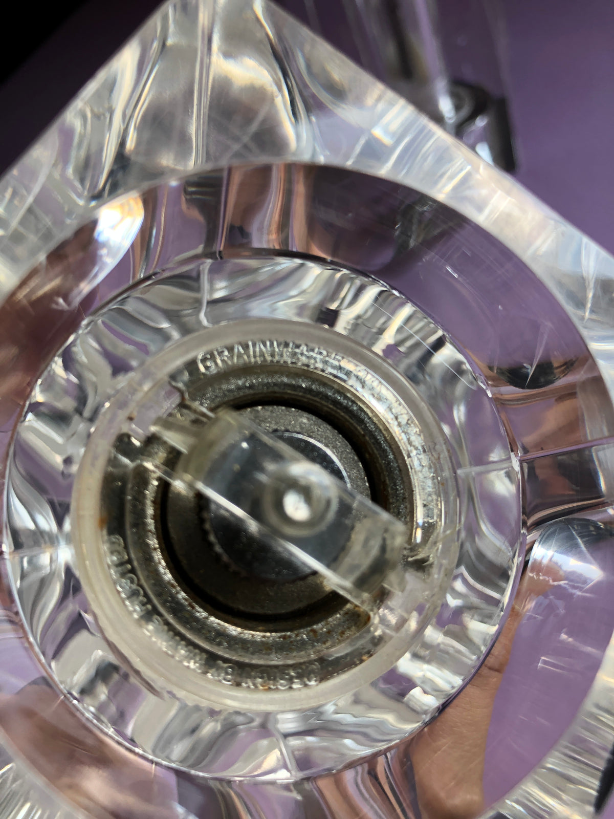 Optical Lucite Salt + Pepper Mills by Wayne Husted for Grainware