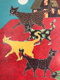 Vintage Handprinted Batik Textile Art