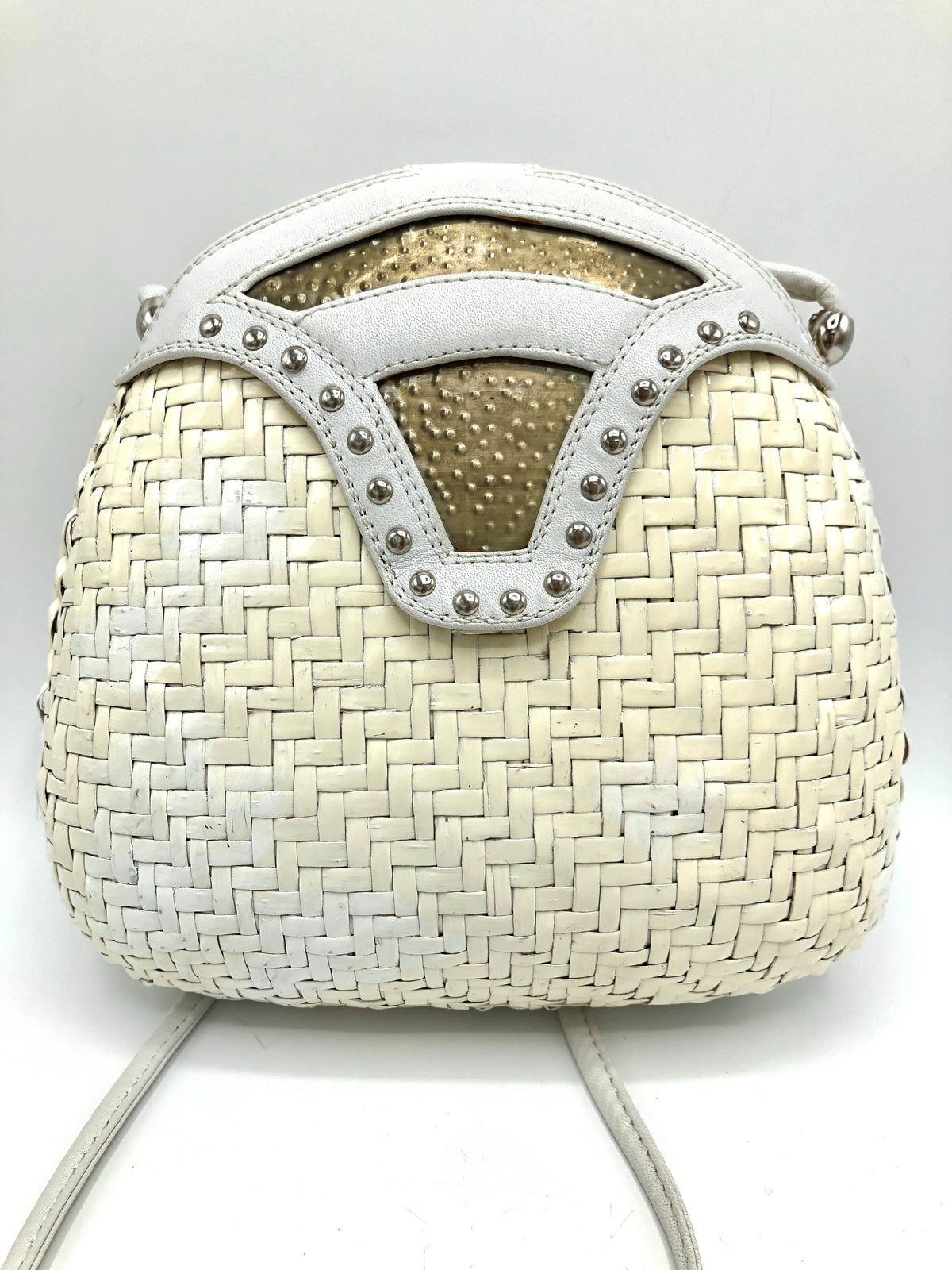 Vintage White Wicker Bag