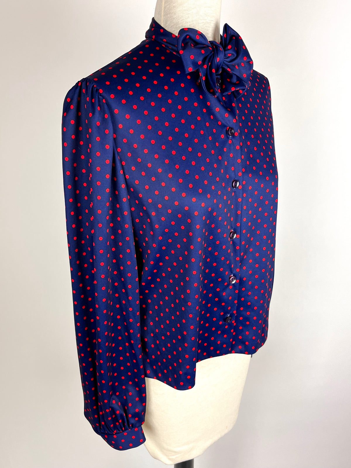 Vintage Navy & Red Dot Blouse