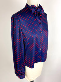Vintage Navy & Red Dot Blouse