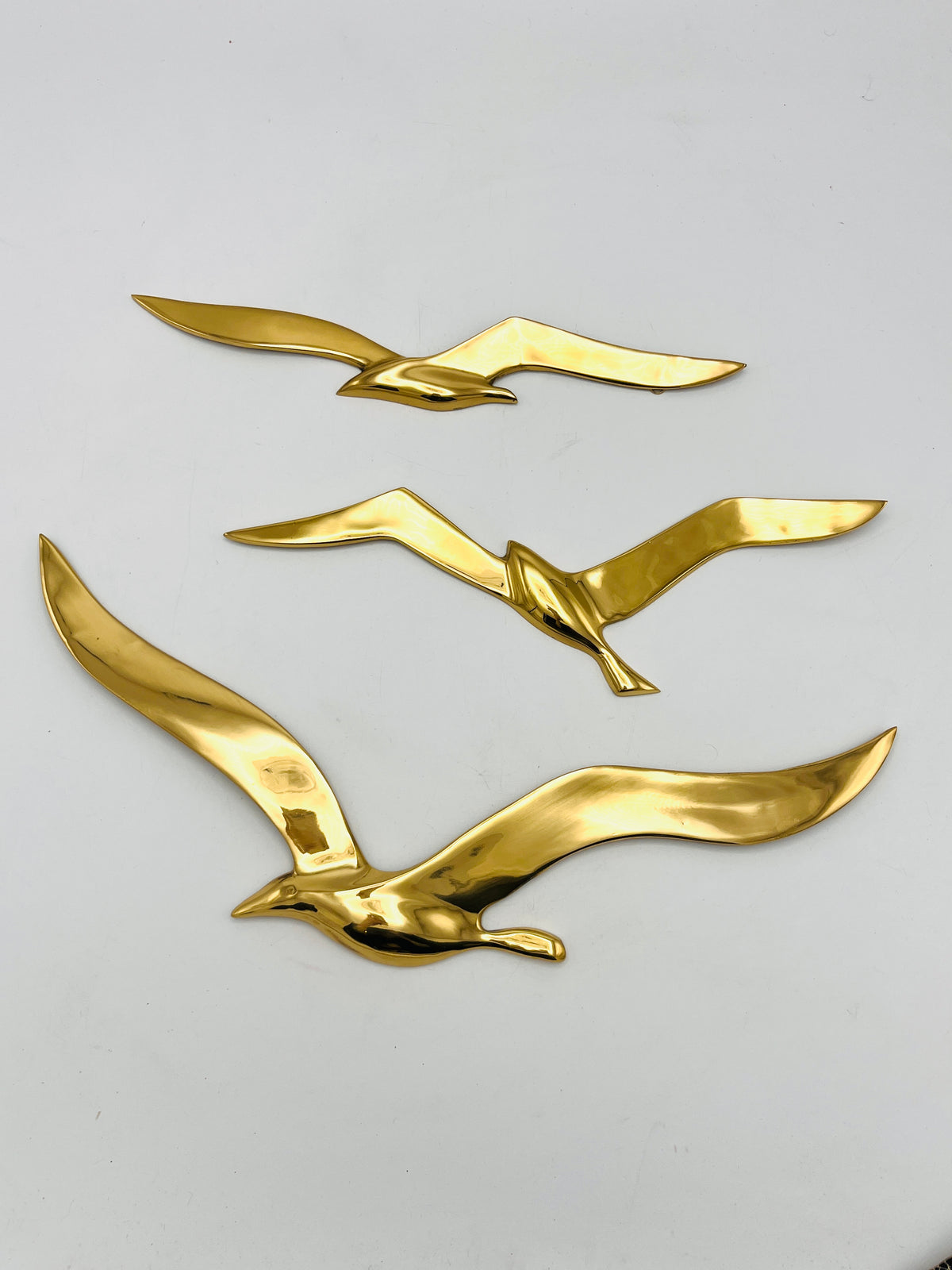 Vintage Brass Seagull Trio Wall Art