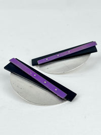 Vintage Postmodern Sterling Half Circle Earrings