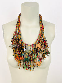 Vintage Carved Wood Animal Necklace