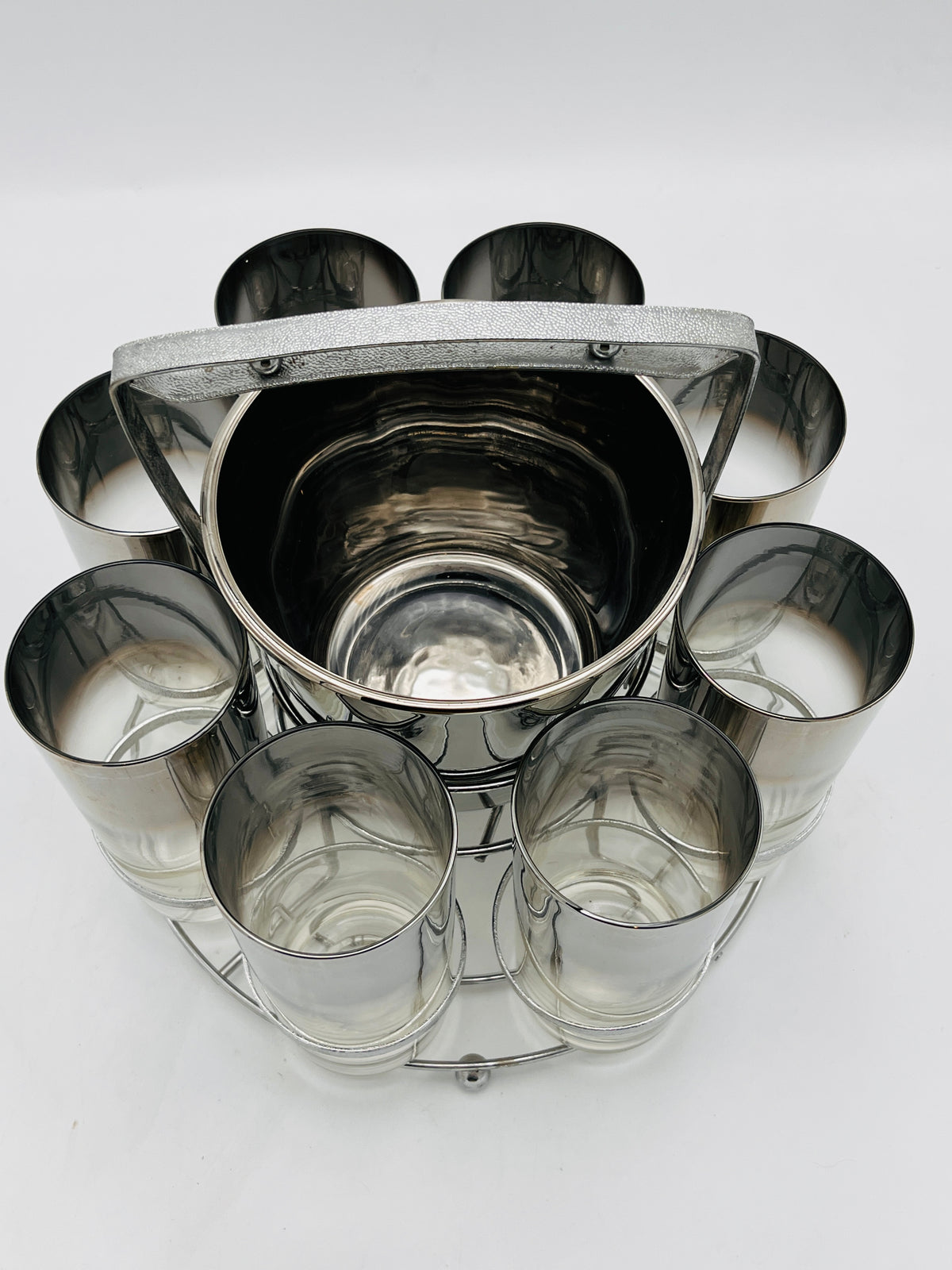 Vintage MCM Bar Set in Caddy