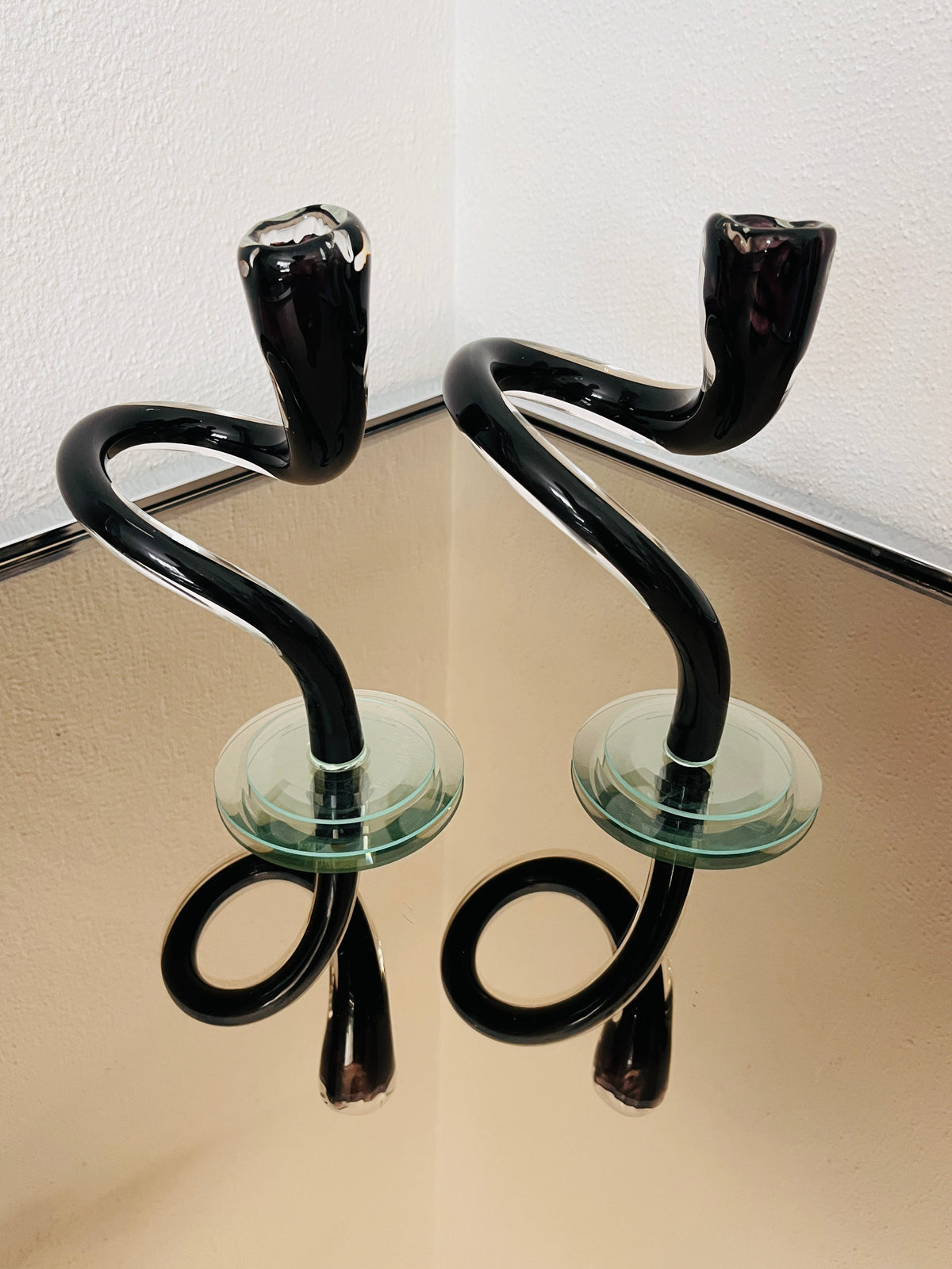 Blown Glass Interlocking Candle Holders