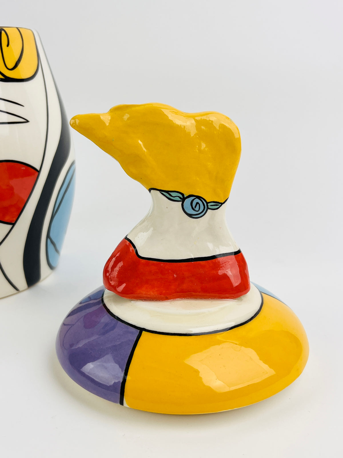 Vintage Postmodern Ceramic Face Jar