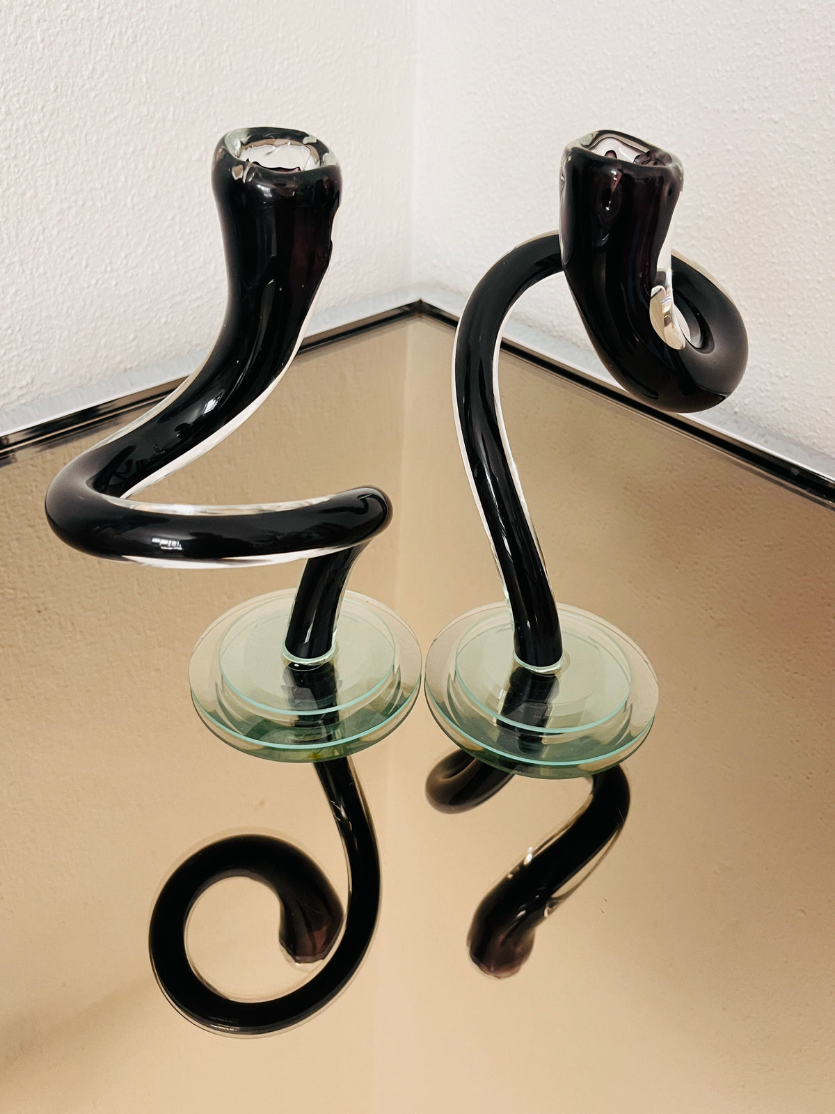 Blown Glass Interlocking Candle Holders
