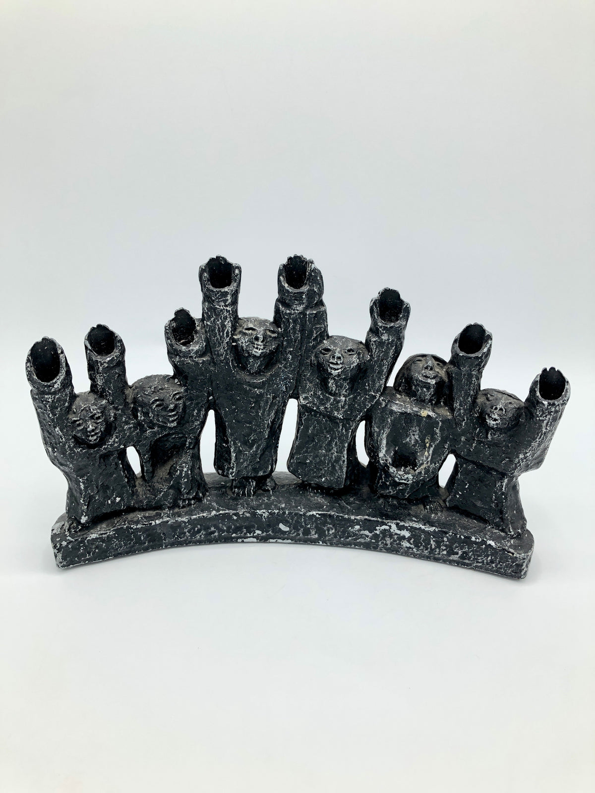 Vintage 1960s Brutalist Cast Metal Menorah