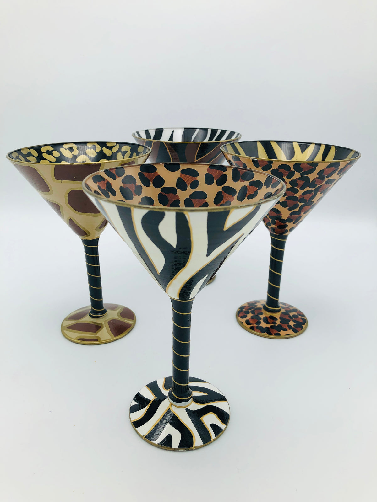Hand-Painted Animal Print Glasses