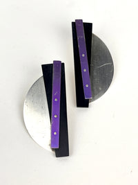 Vintage Postmodern Sterling Half Circle Earrings