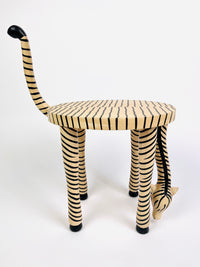Vintage Painted Wood Zebra Stand