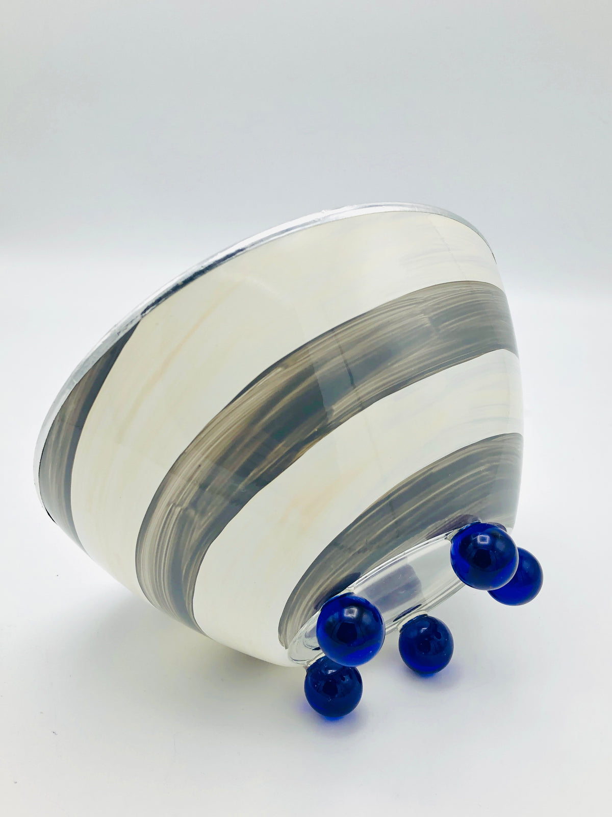 Postmodern Glass Footed Bowl