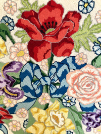Mid-Century Framed Floral Needlepoint