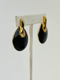 Vintage Black & Gold Enameled Earrings
