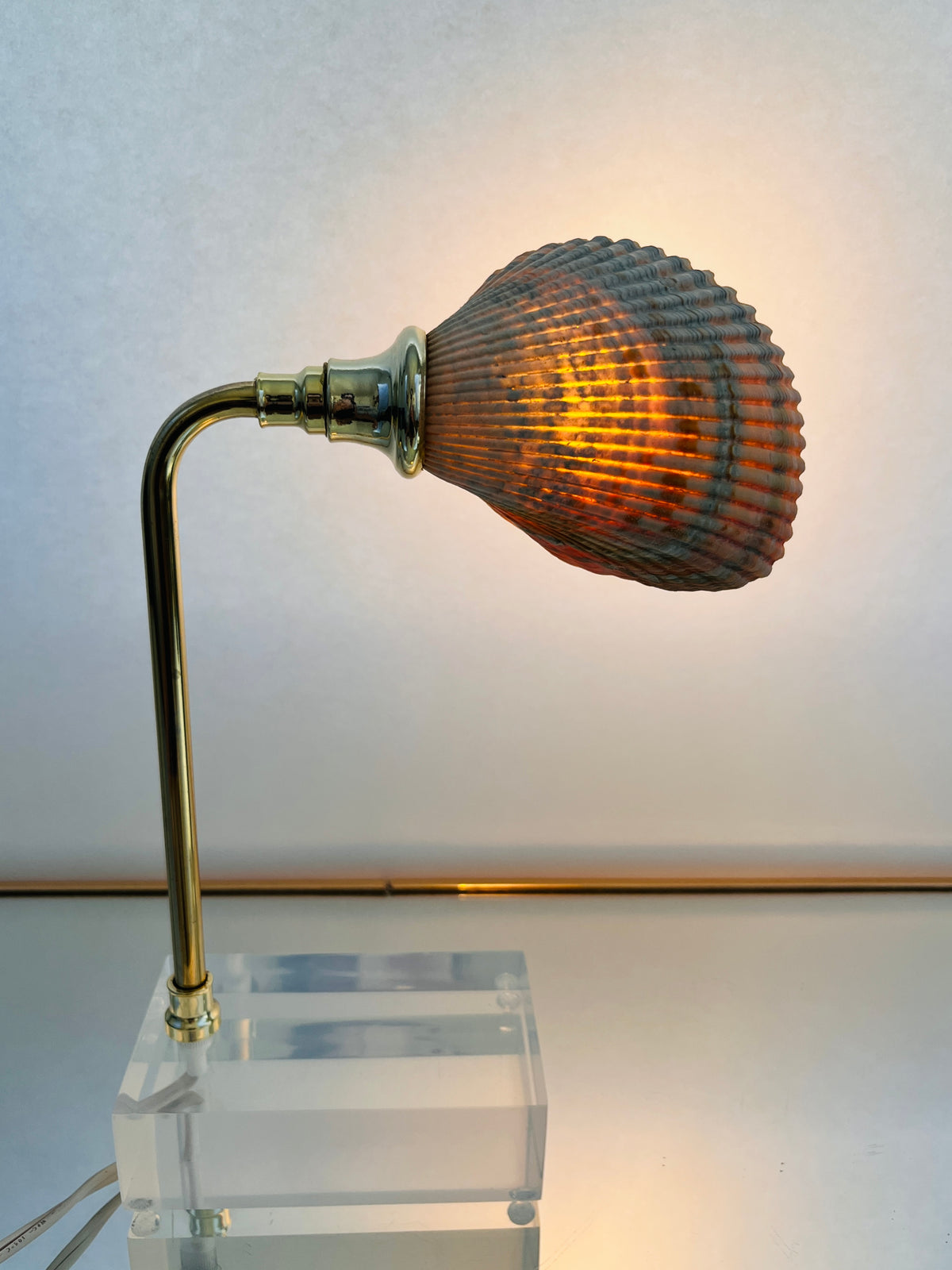 Vintage Lucite and Seashell Lamp