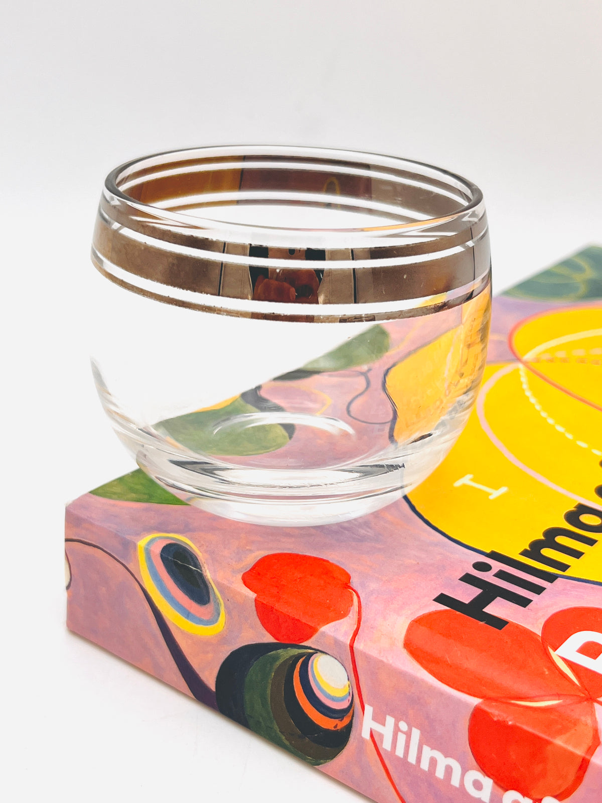 Mid-Century Modern Silver Banded Roly Poly Glasses